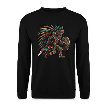 Aztekischer Krieger Mexikanische Azteken-Zivilisation - Unisex Pullover - Schwarz - Vorne - Alina (178cm) & Michal (187cm)