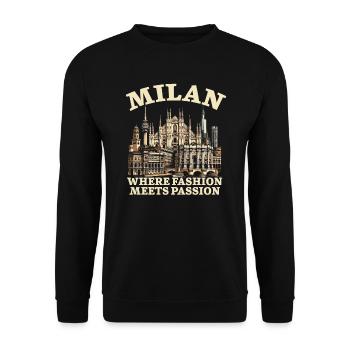 Mailand Italien Reisen Urlaub Italienisch Mailand Skyline - Unisex Pullover - Schwarz - Vorne - Alina (178cm) & Michal (187cm)