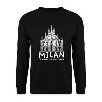 Mailand Italien Reisen Urlaub Italienisch Mailand Skyline - Unisex Pullover - Schwarz - Vorne - Alina (178cm) & Michal (187cm)