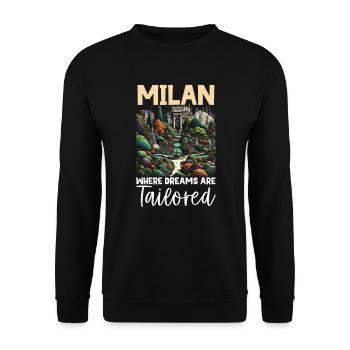 Mailand Italien Reisen Urlaub Italienisch Mailand Skyline - Unisex Pullover - Schwarz - Vorne - Alina (178cm) & Michal (187cm)