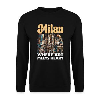 Mailand Italien Reisen Urlaub Italienisch Mailand Skyline - Unisex Pullover - Schwarz - Vorne - Alina (178cm) & Michal (187cm)