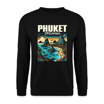 Phuket Thailand Travel Vacation Thai I Love Phuket - Unisex Sweatshirt - black - Front - Alina (178cm) & Michal (187cm)