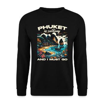 Phuket Thailand Travel Vacation Thai I Love Phuket - Unisex Sweatshirt - black - Front - Alina (178cm) & Michal (187cm)