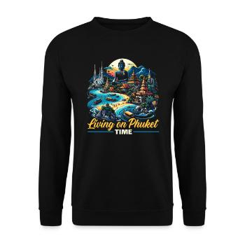 Phuket Thailand Travel Vacation Thai I Love Phuket - Unisex Sweatshirt - black - Front - Alina (178cm) & Michal (187cm)