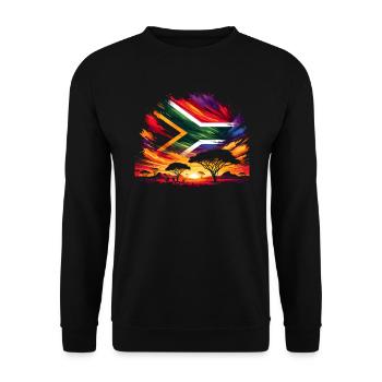 Südafrika Pride Johannesburg Südafrikanische Flagge - Unisex Pullover - Schwarz - Vorne - Alina (178cm) & Michal (187cm)