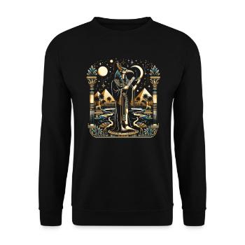 Thoth Ägyptische Mythologie Diety Ibis Altes Ägypten - Unisex Pullover - Schwarz - Vorne - Alina (178cm) & Michal (187cm)