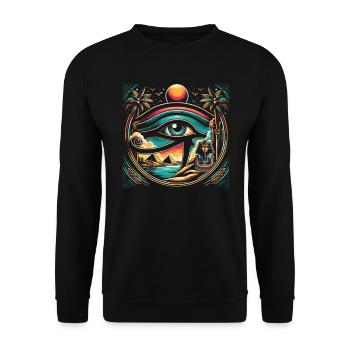 Oeil d’Horus Mythologie égyptienne Symbole ancien - Sweat-shirt Unisexe - noir - Devant - Alina (178cm) & Michal (187cm)