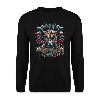 Aztec Jaguar Warrior Aztec Culture Indigenous - Unisex Sweatshirt - black - Front - Alina (178cm) & Michal (187cm)