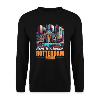 Rotterdam Netherlands Travel I Love Rotterdam - Unisex Sweatshirt - black - Front - Alina (178cm) & Michal (187cm)