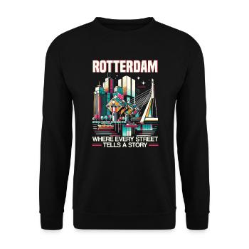 Rotterdam Netherlands Travel I Love Rotterdam - Unisex Sweatshirt - black - Front - Alina (178cm) & Michal (187cm)