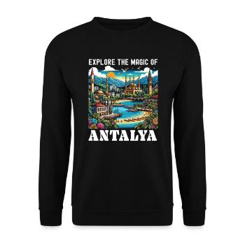 Antalya Turquie Voyage Vacances J’aime la Turquie - Sweat-shirt Unisexe - noir - Devant - Alina (178cm) & Michal (187cm)