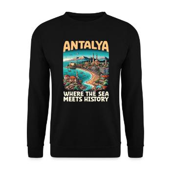 Antalya Turquie Voyage Vacances J’aime la Turquie - Sweat-shirt Unisexe - noir - Devant - Alina (178cm) & Michal (187cm)