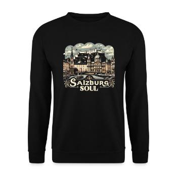 Salzburg Österreich Reisen Urlaubsland Österreich - Unisex Pullover - Schwarz - Vorne - Alina (178cm) & Michal (187cm)