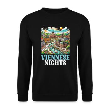Vienna Austria Travel Vacation Country Austrian - Unisex Sweatshirt - black - Front - Alina (178cm) & Michal (187cm)