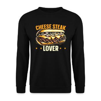 Käsesteak Food Lover American Sandwhich Feinschmecker - Unisex Pullover - Schwarz - Vorne - Alina (178cm) & Michal (187cm)