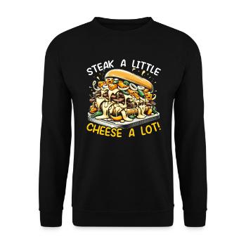 Käsesteak Food Lover American Sandwhich Feinschmecker - Unisex Pullover - Schwarz - Vorne - Alina (178cm) & Michal (187cm)