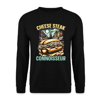 Käsesteak Food Lover American Sandwhich Feinschmecker - Unisex Pullover - Schwarz - Vorne - Alina (178cm) & Michal (187cm)