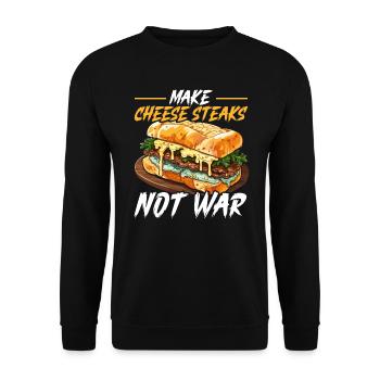 Käsesteak Food Lover American Sandwhich Feinschmecker - Unisex Pullover - Schwarz - Vorne - Alina (178cm) & Michal (187cm)