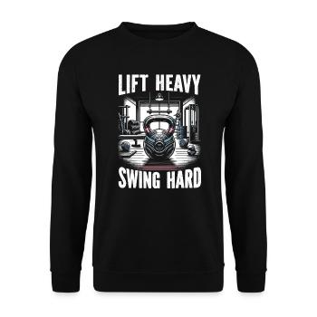 Kettlebell Workout Fitness Journey Bodybuilder - Unisex Sweatshirt - black - Front - Alina (178cm) & Michal (187cm)