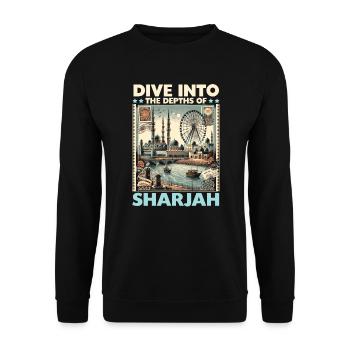 Sharjah Vereinigte Arabische Emirate Reisen Vereinigte Arabische Emirate - Unisex Pullover - Schwarz - Vorne - Alina (178cm) & Michal (187cm)