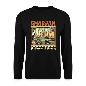 Sharjah Vereinigte Arabische Emirate Reisen Vereinigte Arabische Emirate - Unisex Pullover - Schwarz - Vorne - Alina (178cm) & Michal (187cm)