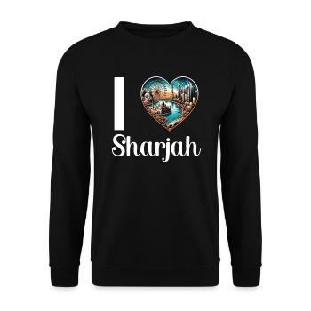 Sharjah Vereinigte Arabische Emirate Reisen Vereinigte Arabische Emirate - Unisex Pullover - Schwarz - Vorne - Alina (178cm) & Michal (187cm)