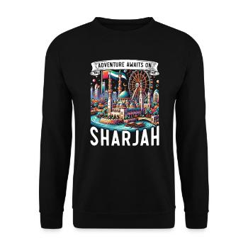 Sharjah Vereinigte Arabische Emirate Reisen Vereinigte Arabische Emirate - Unisex Pullover - Schwarz - Vorne - Alina (178cm) & Michal (187cm)