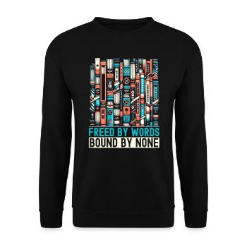 Verbotene Bücher lesen Bücherwurm Bücherliebhaber Literatur - Unisex Pullover - Schwarz - Vorne - Alina (178cm) & Michal (187cm)