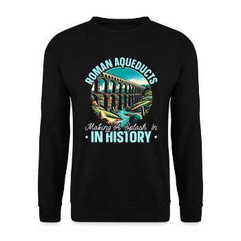 Römische Aquädukte Römische Ingenieurskunst Antikes Rom - Unisex Pullover - Schwarz - Vorne - Alina (178cm) & Michal (187cm)