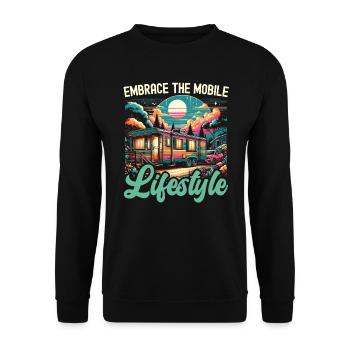 Mobil-home Camping-car Trailer Park Rolling Home - Sweat-shirt Unisexe - noir - Devant - Alina (178cm) & Michal (187cm)