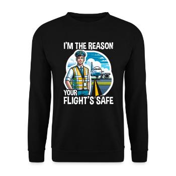 Airport Safety Officer Aviation Airport Jobs - Unisex Sweatshirt - black - Front - Alina (178cm) & Michal (187cm)