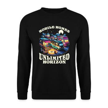 Mobil-home Camping-car Trailer Park Rolling Home - Sweat-shirt Unisexe - noir - Devant - Alina (178cm) & Michal (187cm)