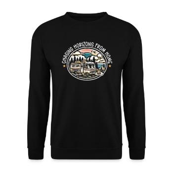 Mobil-home Camping-car Trailer Park Rolling Home - Sweat-shirt Unisexe - noir - Devant - Alina (178cm) & Michal (187cm)