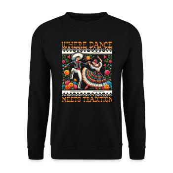 Ballet Folklorico Dancer Mexico Mexican Dance - Unisex Sweatshirt - black - Front - Alina (178cm) & Michal (187cm)