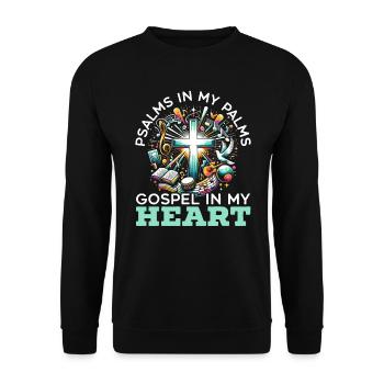 Gospel Music Religious Bible Scripture Christian - Unisex Sweatshirt - black - Front - Alina (178cm) & Michal (187cm)