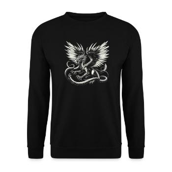 Piasa Vogel Fabelwesen Folklore Urban Legend - Unisex Pullover - Schwarz - Vorne - Alina (178cm) & Michal (187cm)