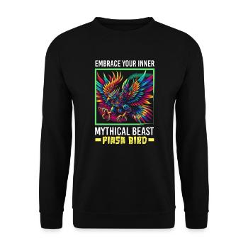 Piasa Vogel Fabelwesen Folklore Urban Legend - Unisex Pullover - Schwarz - Vorne - Alina (178cm) & Michal (187cm)