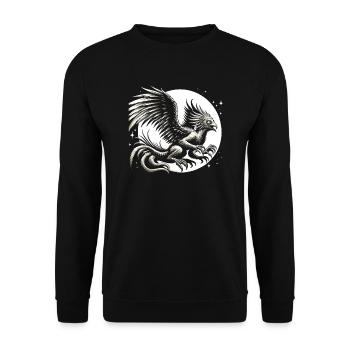 Piasa Vogel Fabelwesen Folklore Urban Legend - Unisex Pullover - Schwarz - Vorne - Alina (178cm) & Michal (187cm)