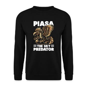 Piasa Vogel Fabelwesen Folklore Urban Legend - Unisex Pullover - Schwarz - Vorne - Alina (178cm) & Michal (187cm)