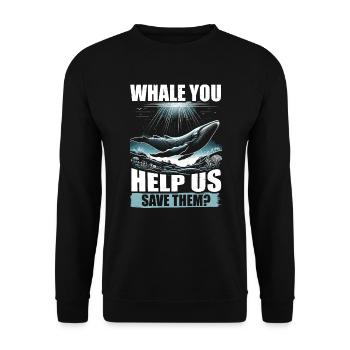 Gefährdete Arten Seiwal Tierrechte - Unisex Pullover - Schwarz - Vorne - Alina (178cm) & Michal (187cm)