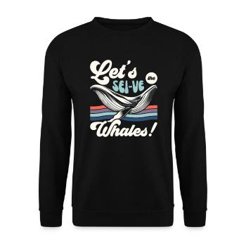 Gefährdete Arten Seiwal Tierrechte - Unisex Pullover - Schwarz - Vorne - Alina (178cm) & Michal (187cm)