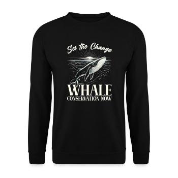 Gefährdete Arten Seiwal Tierrechte - Unisex Pullover - Schwarz - Vorne - Alina (178cm) & Michal (187cm)