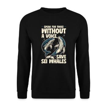 Gefährdete Arten Seiwal Tierrechte - Unisex Pullover - Schwarz - Vorne - Alina (178cm) & Michal (187cm)