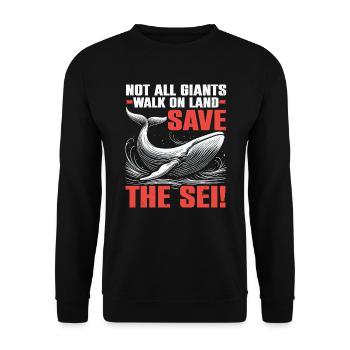 Gefährdete Arten Seiwal Tierrechte - Unisex Pullover - Schwarz - Vorne - Alina (178cm) & Michal (187cm)