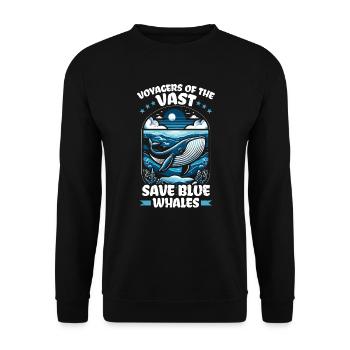 Espèces en voie de disparition Droits des animaux des rorquals bleus - Sweat-shirt Unisexe - noir - Devant - Alina (178cm) & Michal (187cm)