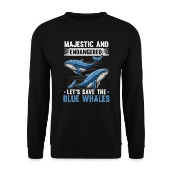Endangered Species Blue Whale Animal Rights - Unisex Sweatshirt - black - Front - Alina (178cm) & Michal (187cm)