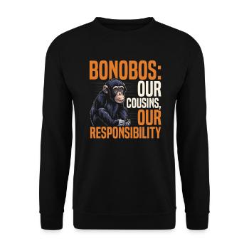 Espèce en voie de disparition, bonobo, militant des droits des animaux - Sweat-shirt Unisexe - noir - Devant - Alina (178cm) & Michal (187cm)