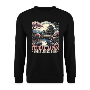 Feudal Japan Culture Japanese Kanji History - Unisex Sweatshirt - black - Front - Alina (178cm) & Michal (187cm)