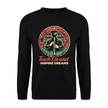 Professeur de clarinette Clarinettiste Musicien de clarinette - Sweat-shirt Unisexe - noir - Devant - Alina (178cm) & Michal (187cm)