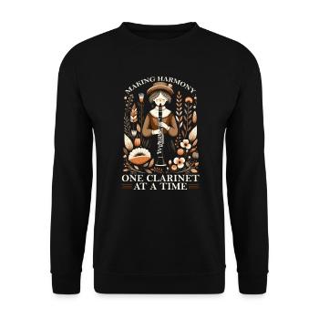 Professeur de clarinette Clarinettiste Musicien de clarinette - Sweat-shirt Unisexe - noir - Devant - Alina (178cm) & Michal (187cm)